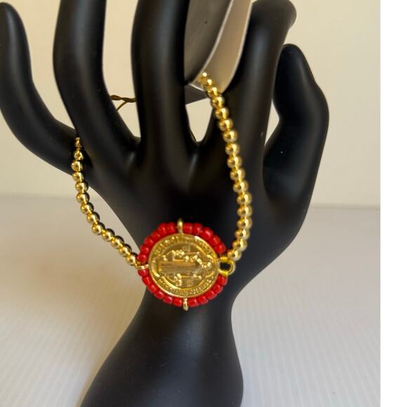 Handmade Gold-Plated San Benito Beaded Bracelet with Beads Spiritual Protection - Picture 4 of 7
